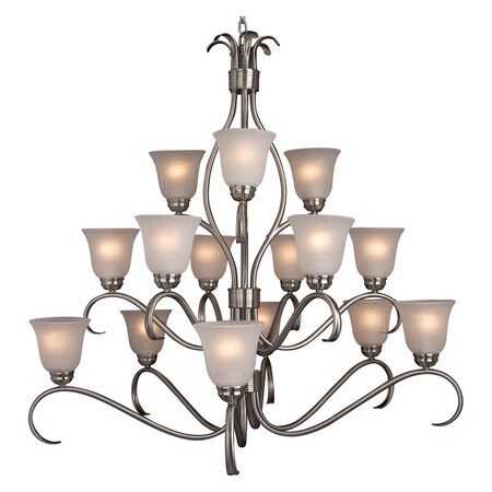 Maxim Fifteen Light Satin Nickel Ice Glass Up Chandelier 10129ICSN